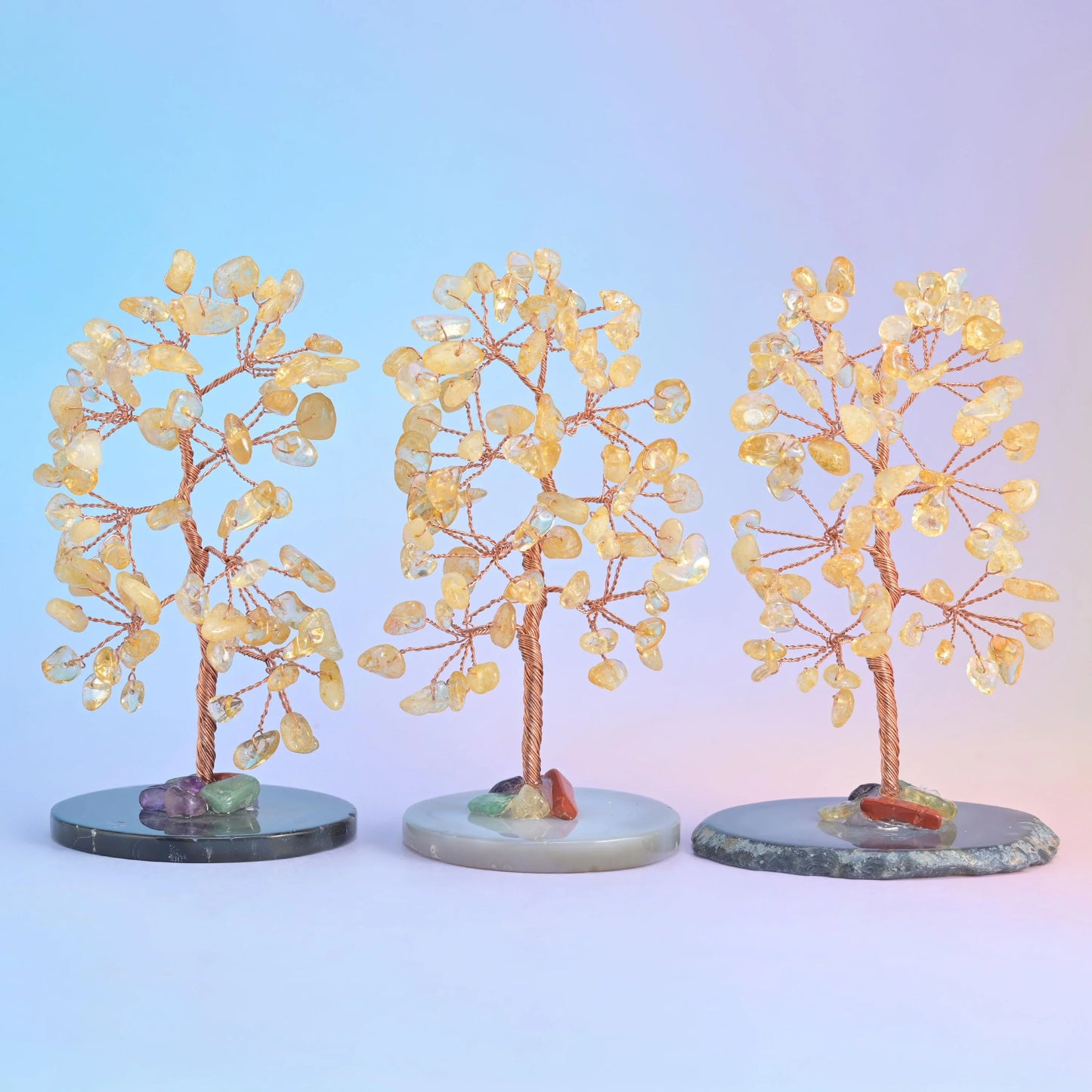 4.5" Crystal Tree of Life, Agate Slice Base, Gemstone Tree, Copper Wire Branches, Gift - Mycrazycrystal