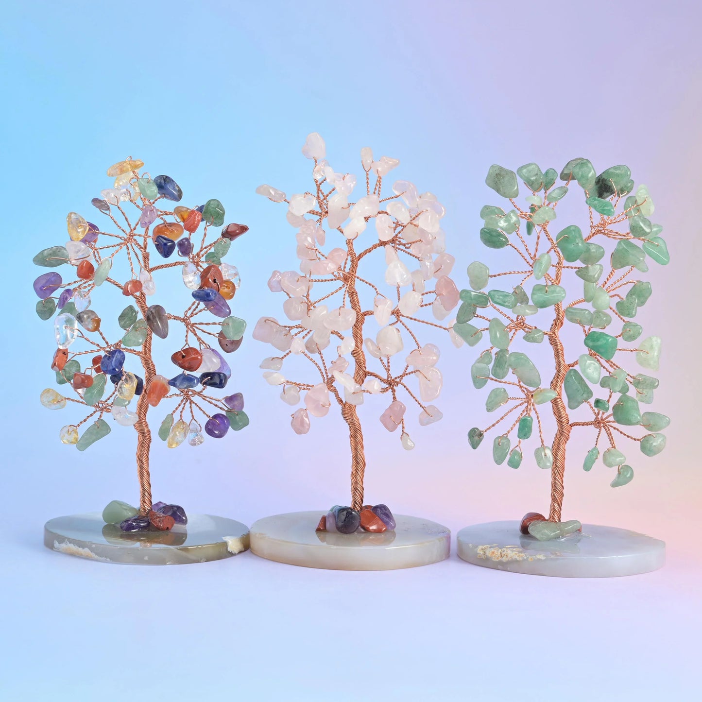 4.5" Crystal Tree of Life, Agate Slice Base, Gemstone Tree, Copper Wire Branches, Gift - Mycrazycrystal