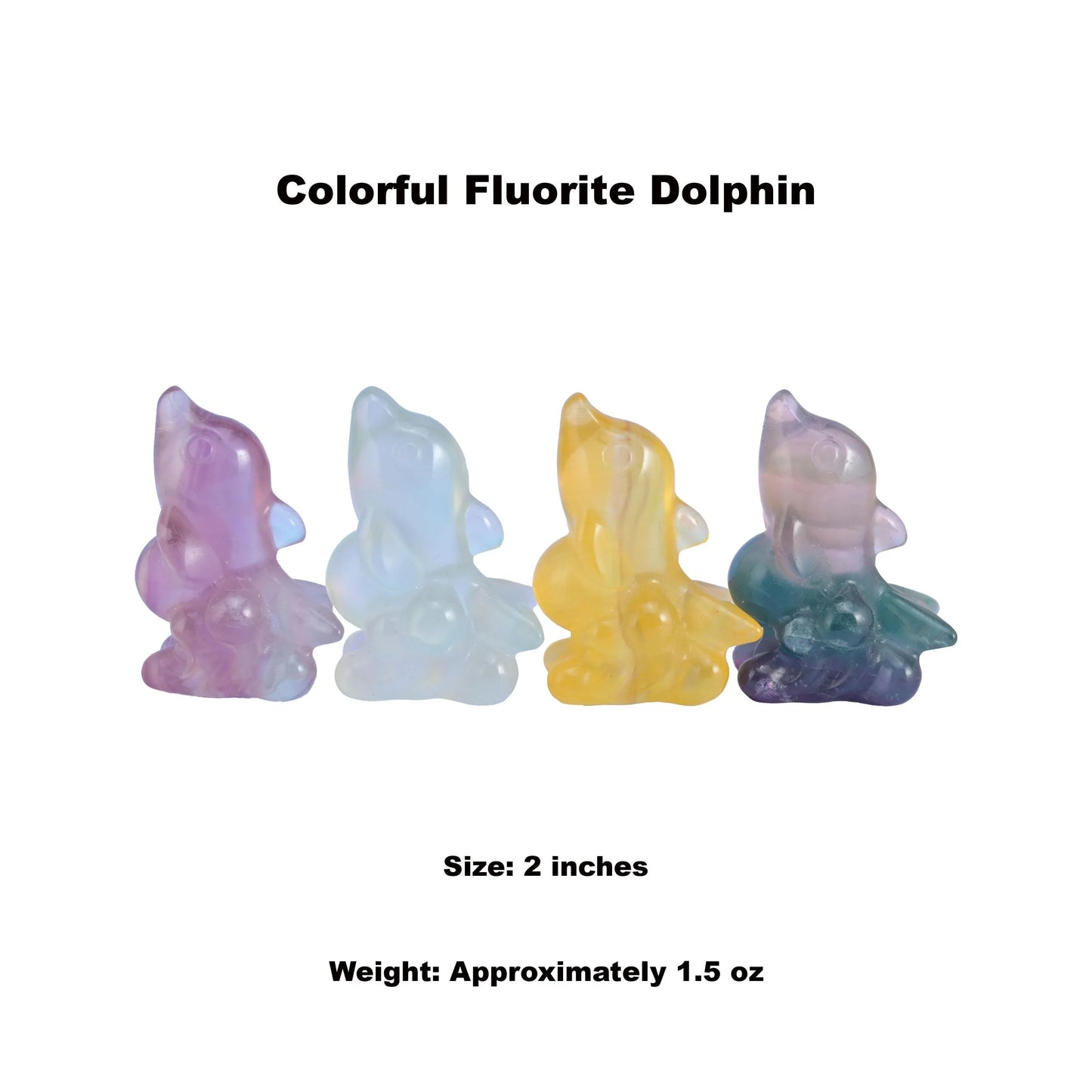 1.5" Cute Small Dolphin Crystal Carving, Dolphin Gemstone Figurine - Mycrazycrystal