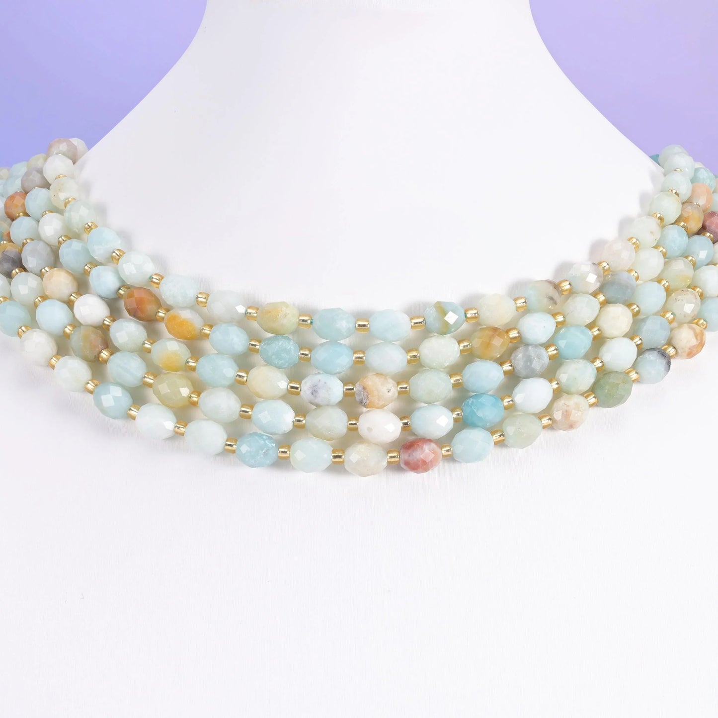 Multi-Color Amazonite Faceted Rice Barrel Beads