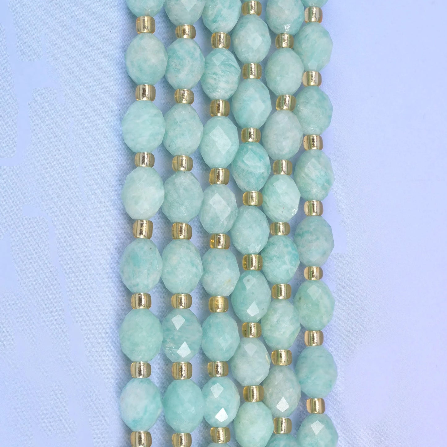 Green Amazonite Faceted Rice Barrel Beads