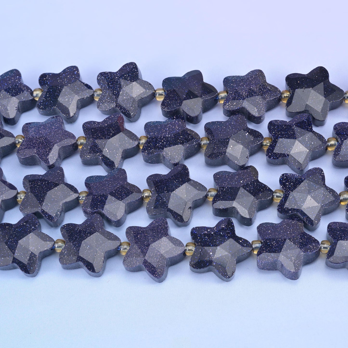 Blue Sandstone Faceted Star Beads