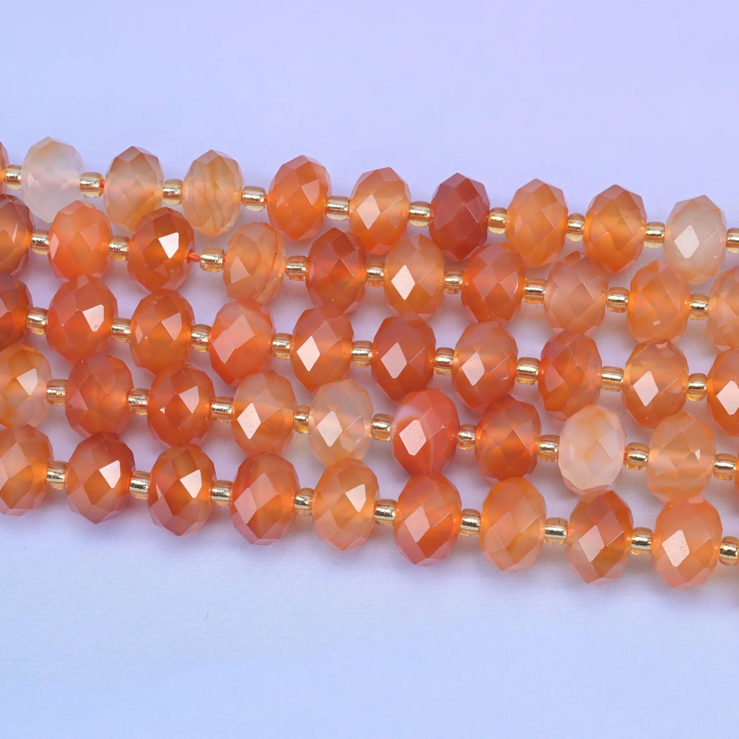 Orange Carnelian Faceted Rondelle Beads 6x10mm Jewelry Making 15.5 Inch Strand