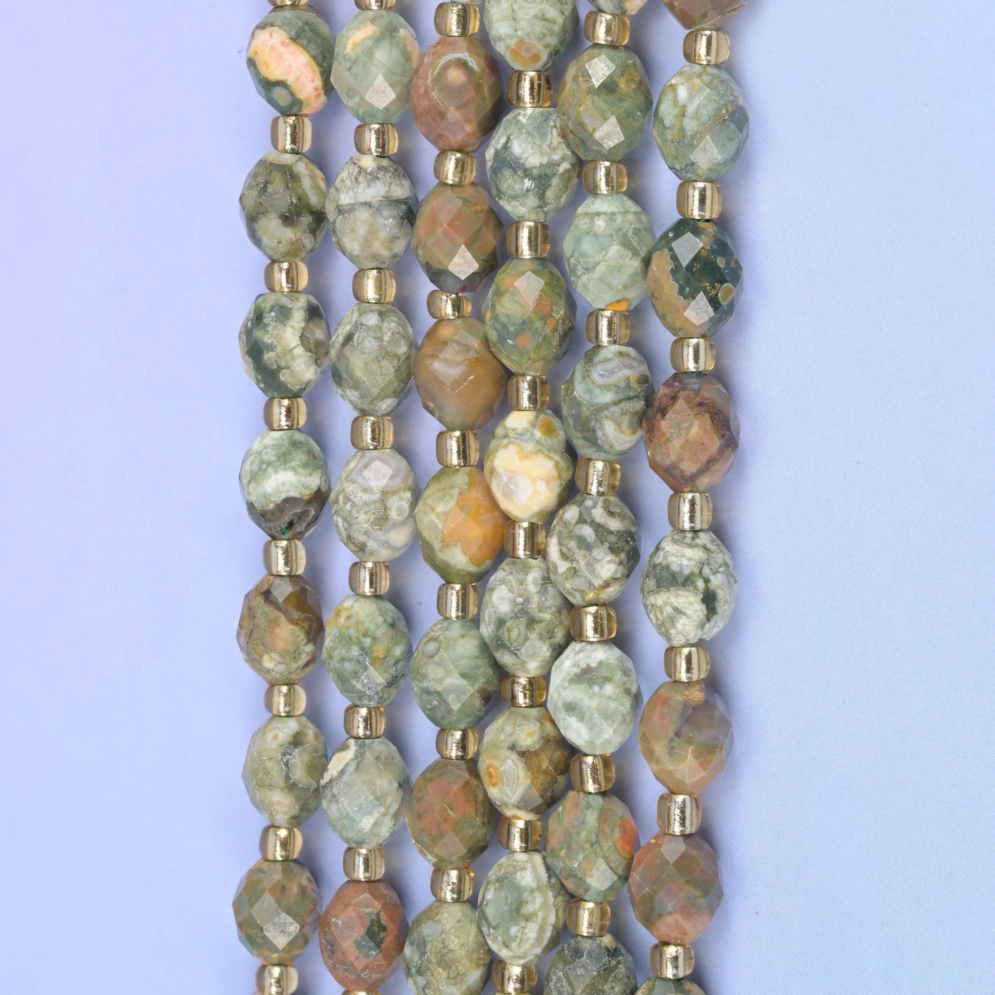 Snake Skin Jasper Faceted Rice Barrel Beads