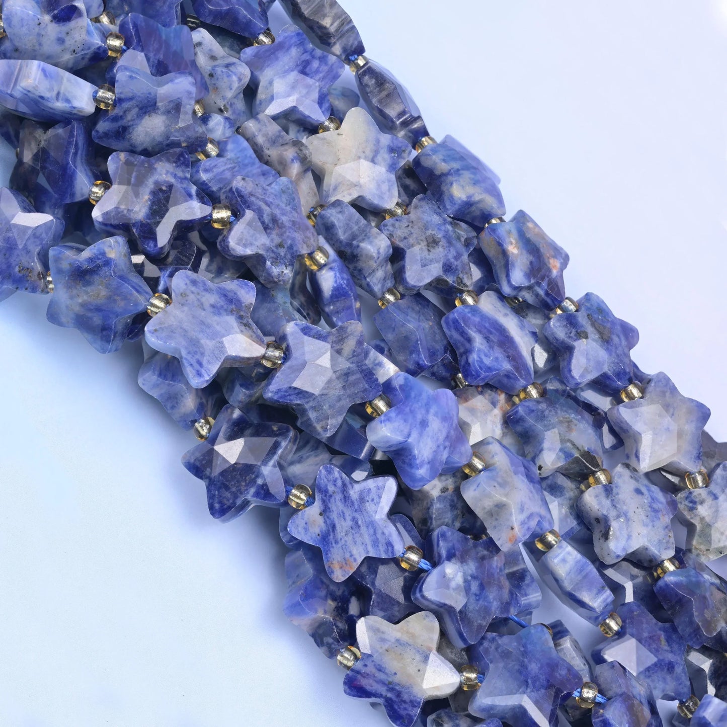 Blue Sodalite Faceted Star Beads