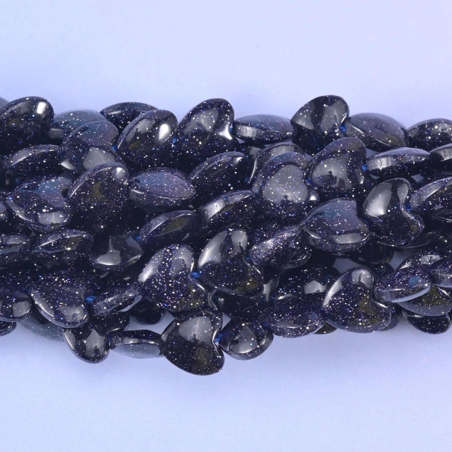 Blue Sandstone Heart Beads