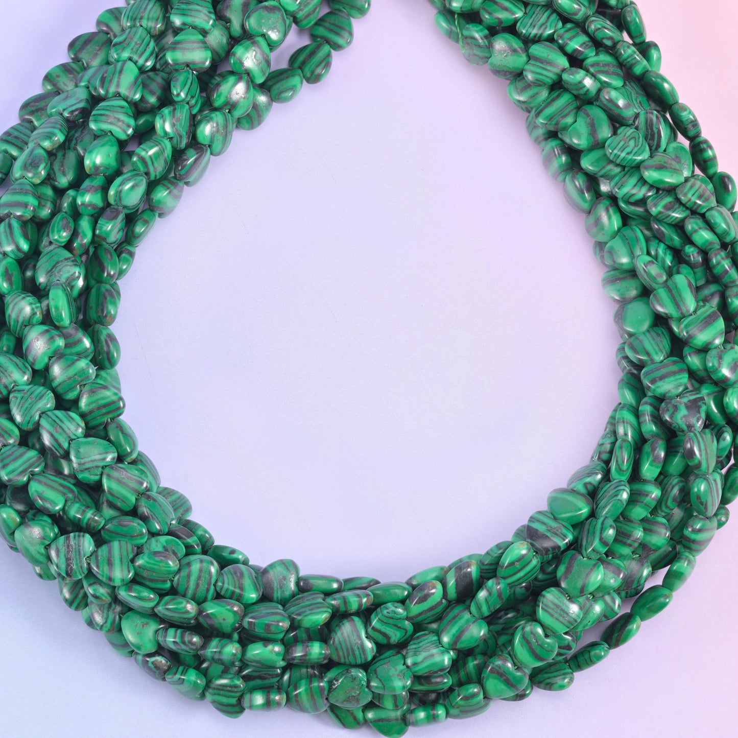 Green Malachite Heart Beads
