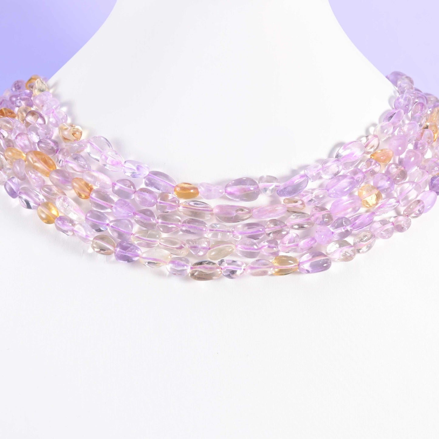 Ametrine pebble nugget gemstone beads.