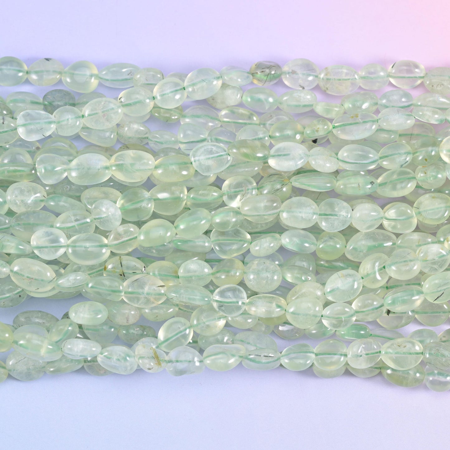 Prehnite Pebble Nugget Beads