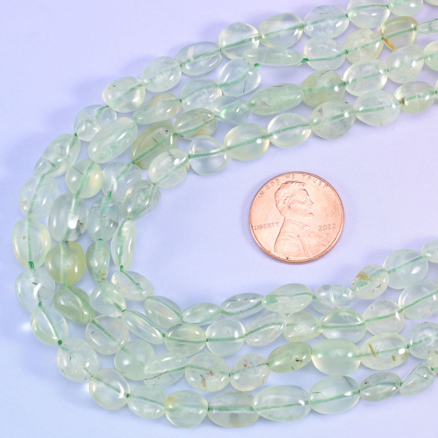 Prehnite Pebble Nugget Beads
