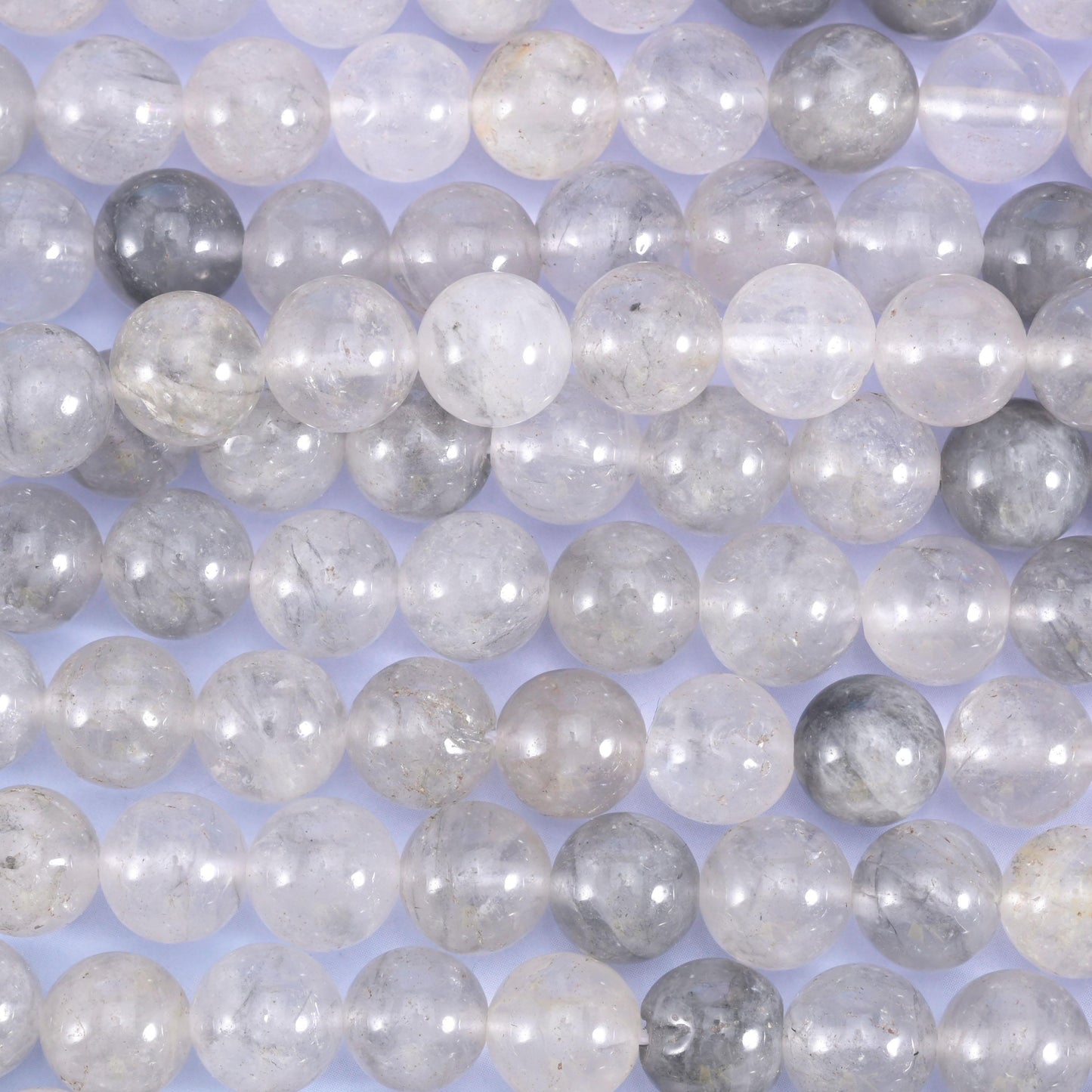 Cloudy Quartz Smooth Round Beads