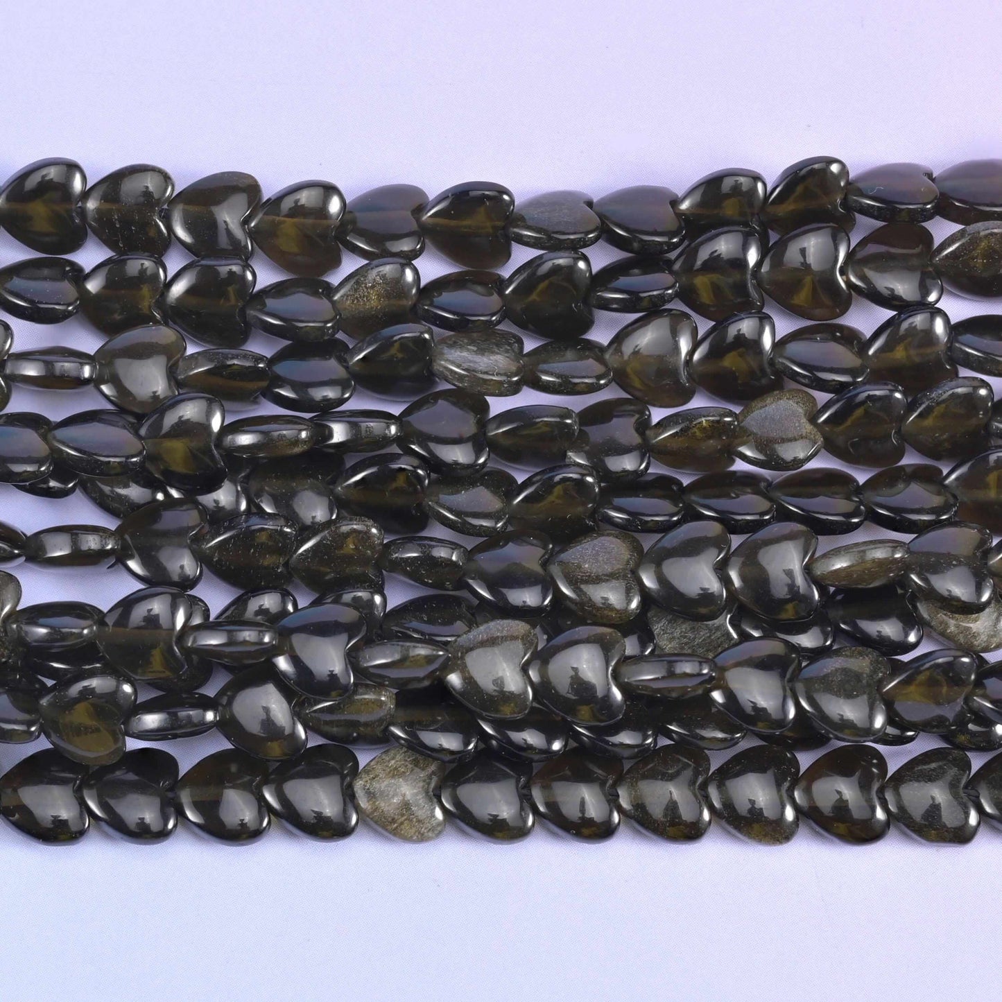 Gold Obsidian Heart Beads