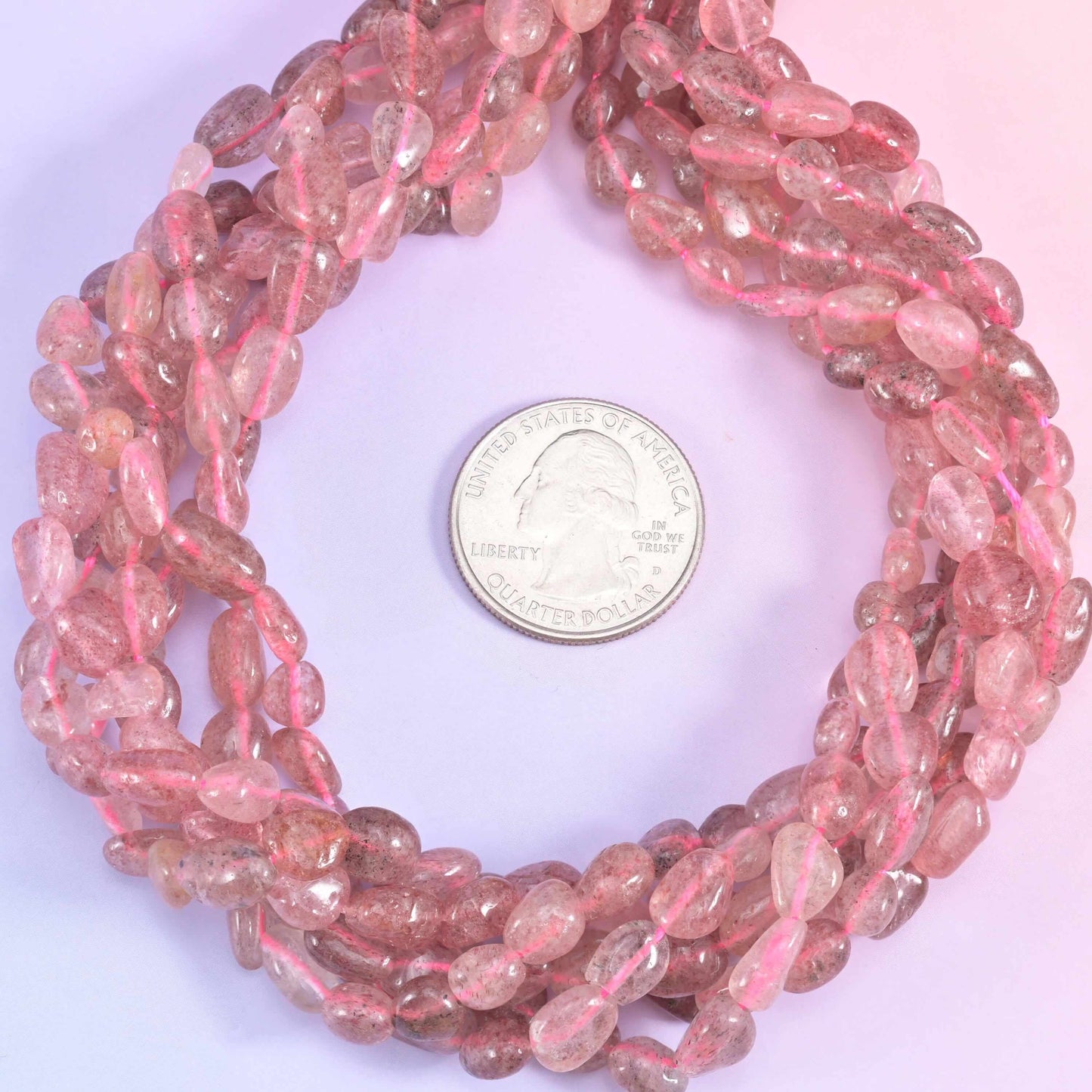 Strawberry Quartz Pebble Nugget Beads