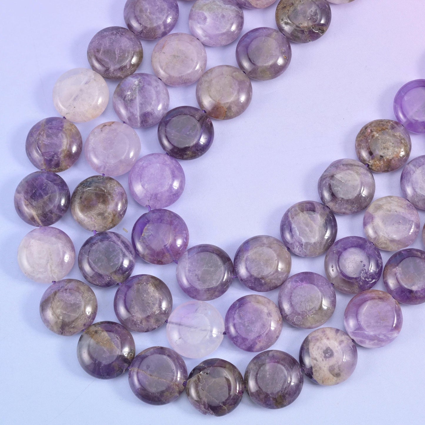 Amethyst Smooth Coin Beads Size 15mm Jewelry Making 15 Inch Strand
