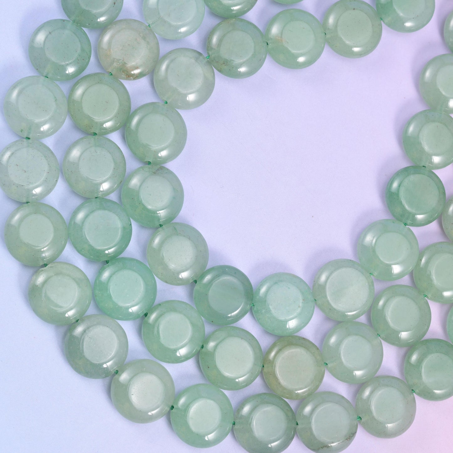 Green Aventurine Smooth Coin Beads Size 15mm Jewelry Making 15 Inch Strand
