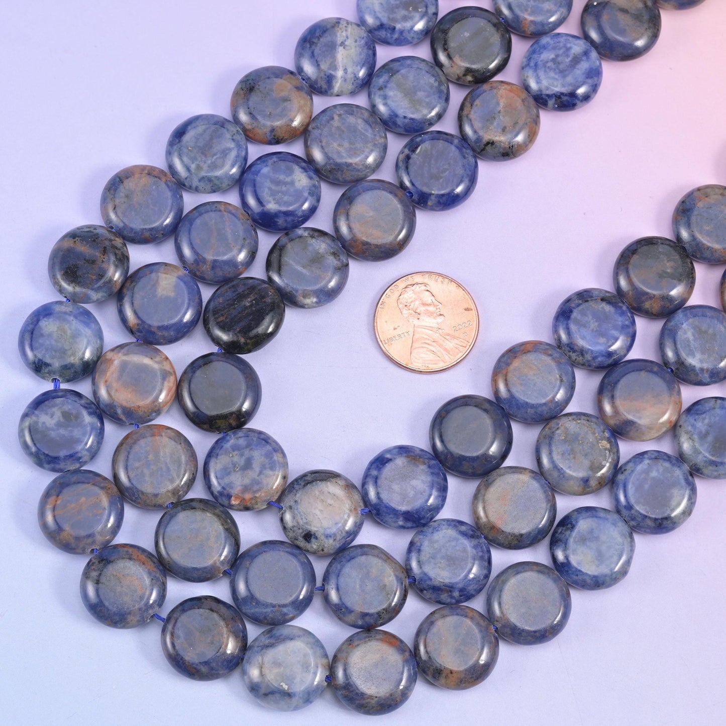 Sodalite Smooth Coin Beads Size 15mm Jewelry Making 15 Inch Strand