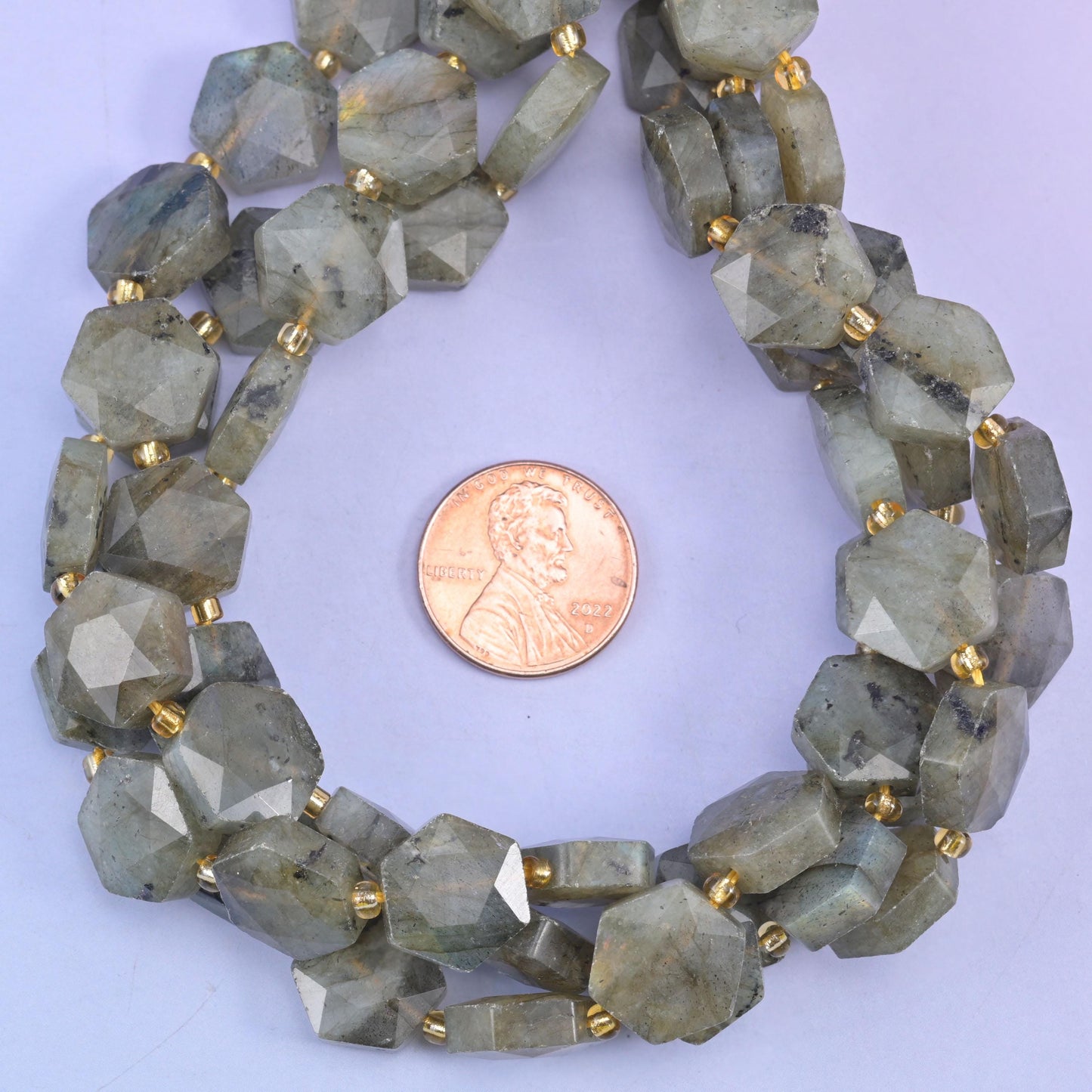 Gray Labradorite Flat Faceted Hexagon Beads Size 12mm Jewelry Making 15.5 Inch Strand