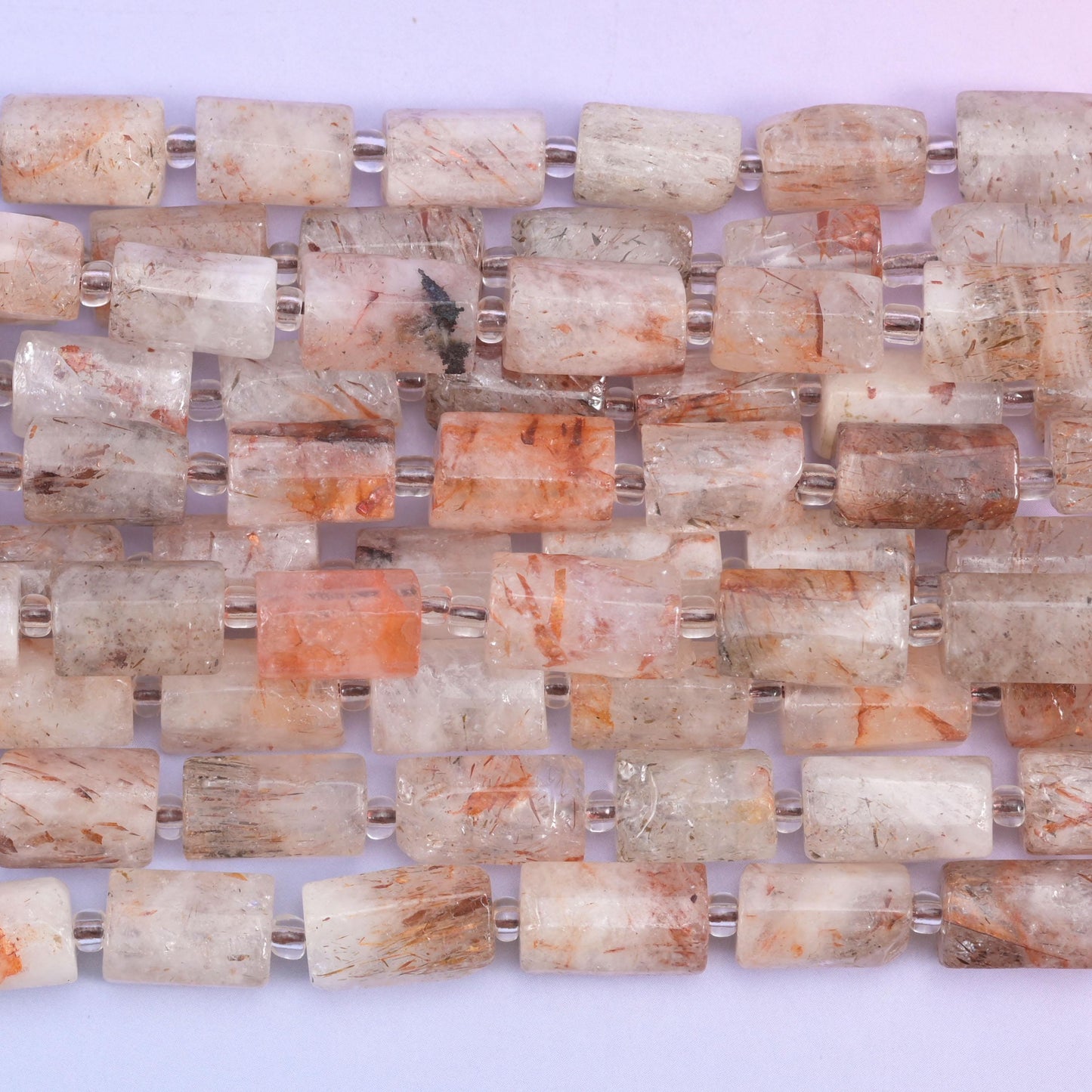 Red Copper Rutilated Quartz Faceted Tube Beads Size 12x8mm Jewelry Making 15.5 Inch Strand