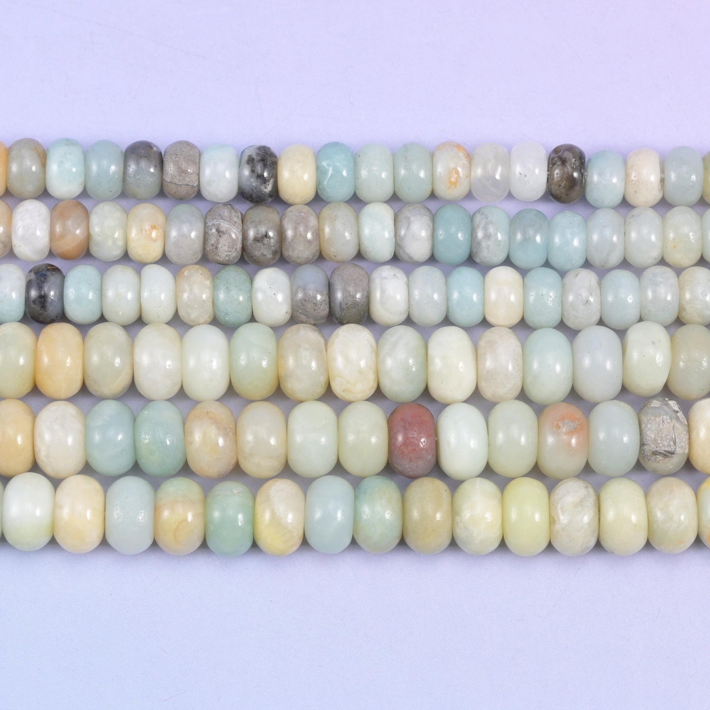 Multi-Color Amazonite Smooth Rondelle Beads Jewelry Making Size 4x6mm 5x8mm 15.5" Strand