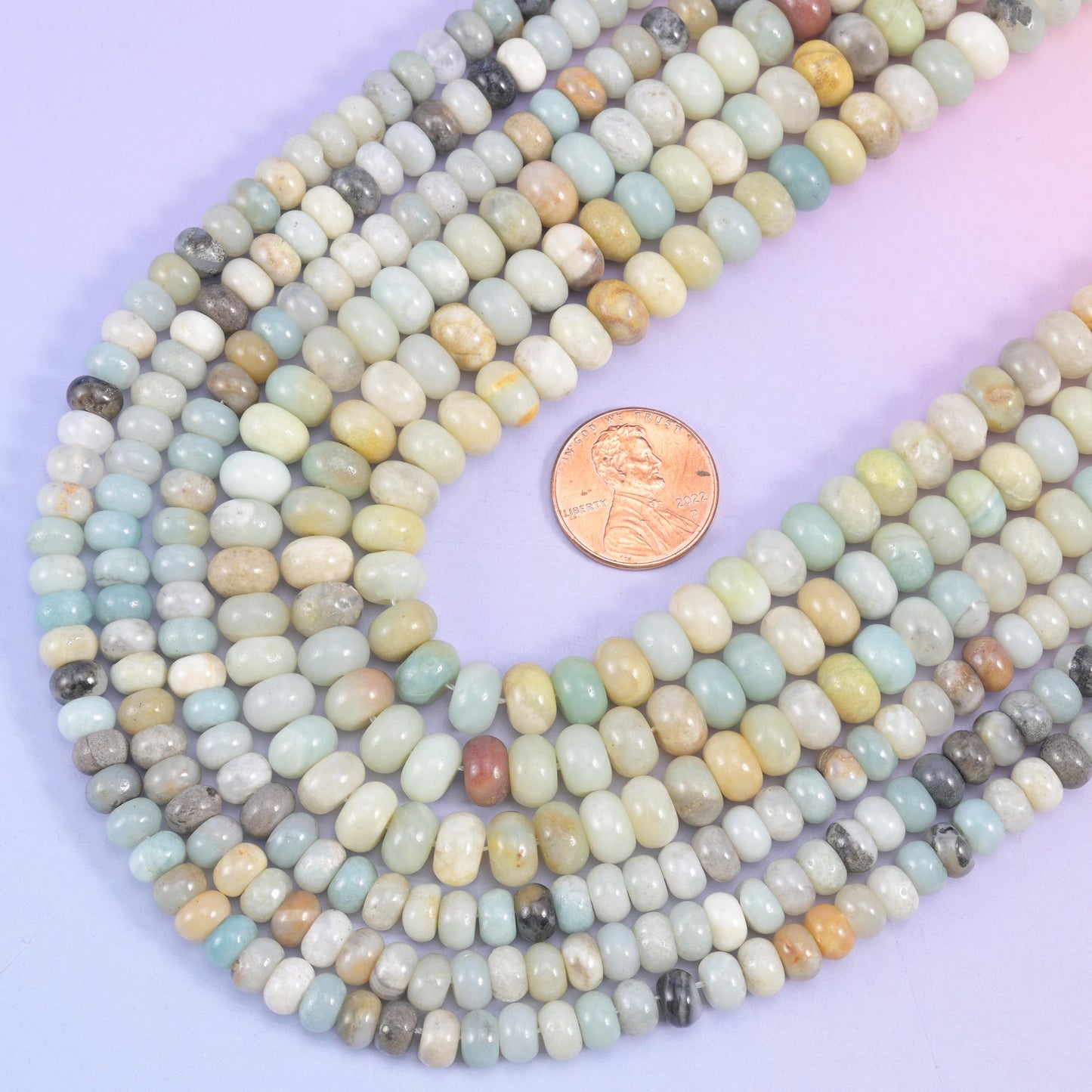 Multi-Color Amazonite Smooth Rondelle Beads Jewelry Making Size 4x6mm 5x8mm 15.5" Strand