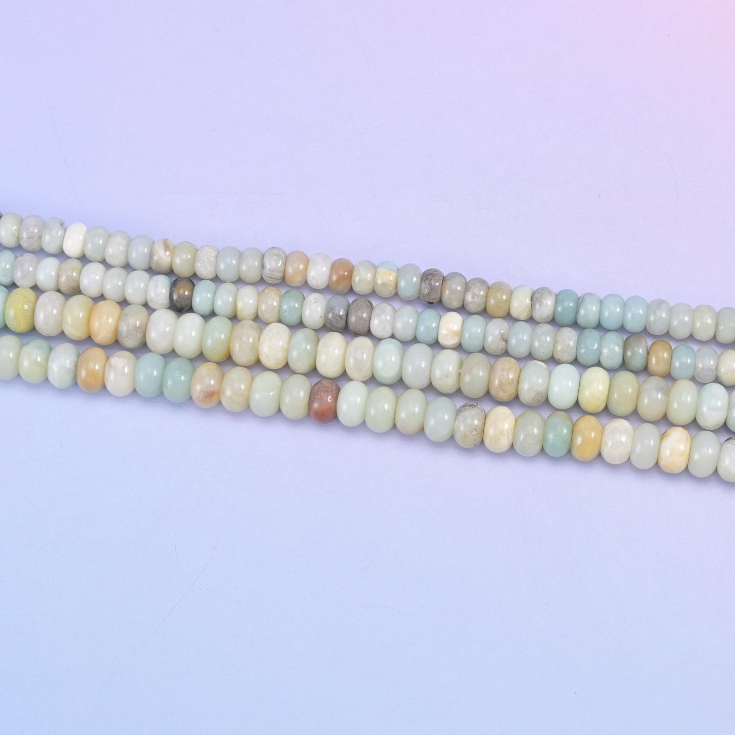 Multi-Color Amazonite Smooth Rondelle Beads Jewelry Making Size 4x6mm 5x8mm 15.5" Strand