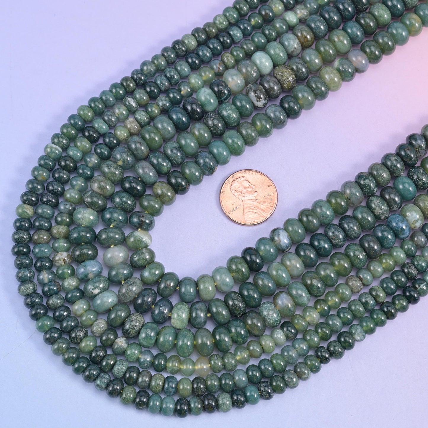 Moss Agate Smooth Rondelle Beads Jewelry Making Size 4x6mm 5x8mm 15.5" Strand