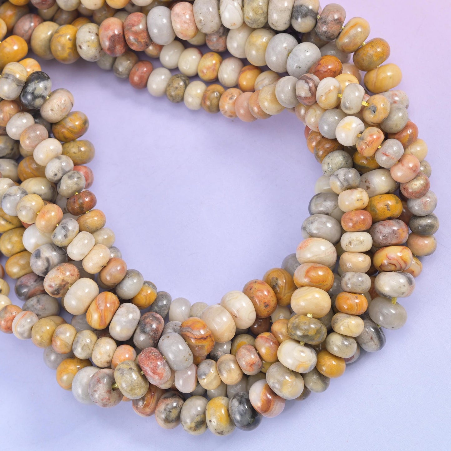Crazy Agate Smooth Rondelle Beads Jewelry Making Size 4x6mm 5x8mm 15.5" Strand