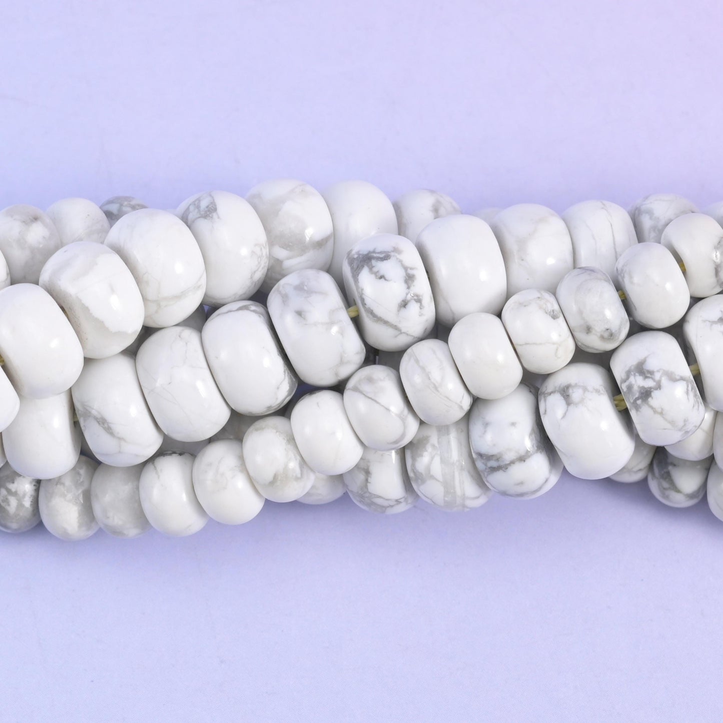 White Howlite Smooth Rondelle Beads Jewelry Making Size 4x6mm 5x8mm 15.5" Strand