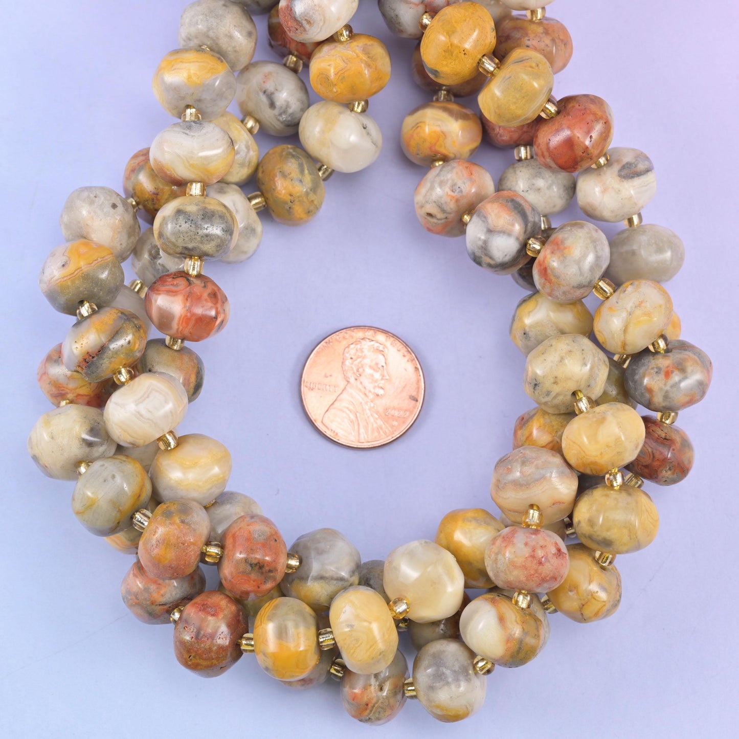 Crazy Agate Pumpkin Rondelle Beads Jewelry Making Size 12x8mm 15" Strand