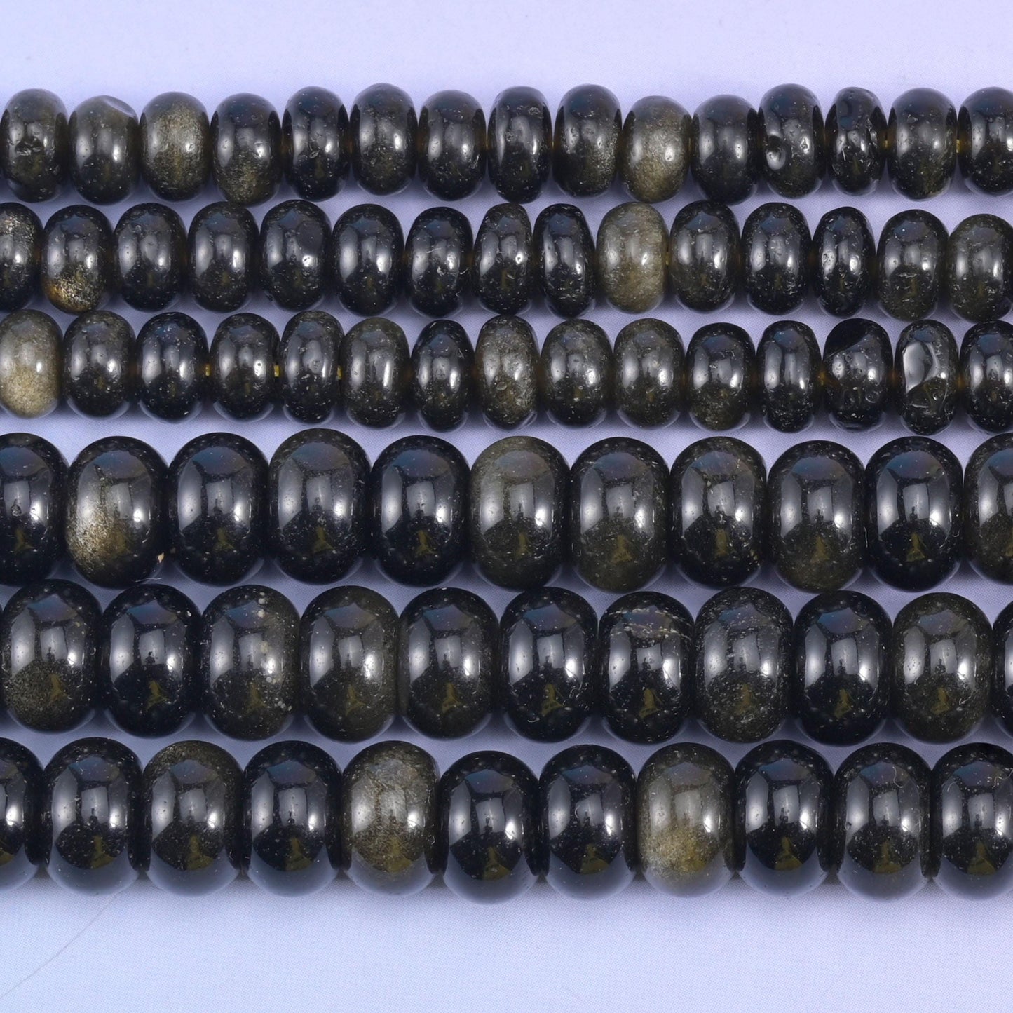 Gold Obsidian Smooth Rondelle Beads Jewelry Making Size 4x6mm 5x8mm 15.5" Strand