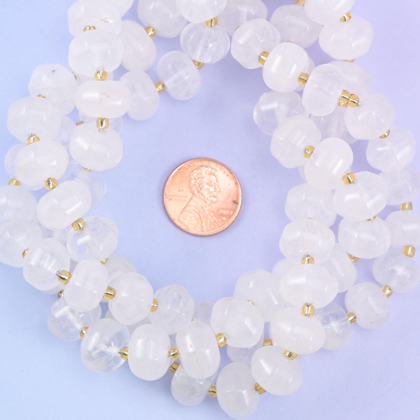 Clear Quartz Pumpkin Rondelle Beads Jewelry Making Size 12x8mm 15" Strand