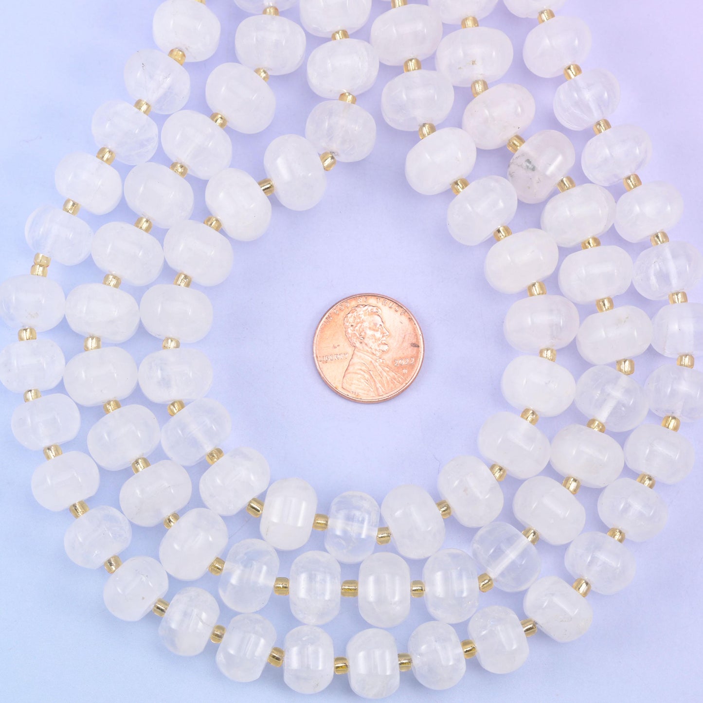 Clear Quartz Pumpkin Rondelle Beads Jewelry Making Size 12x8mm 15" Strand