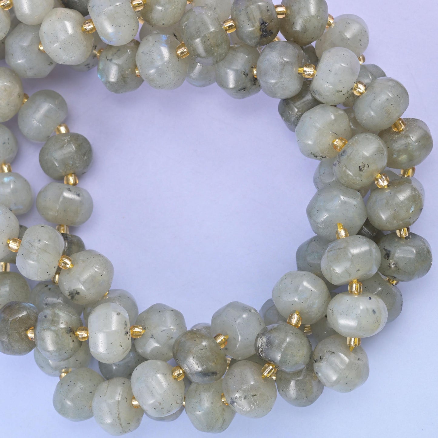 Gray Labradorite Pumpkin Rondelle Beads Jewelry Making Size 12x8mm 15" Strand