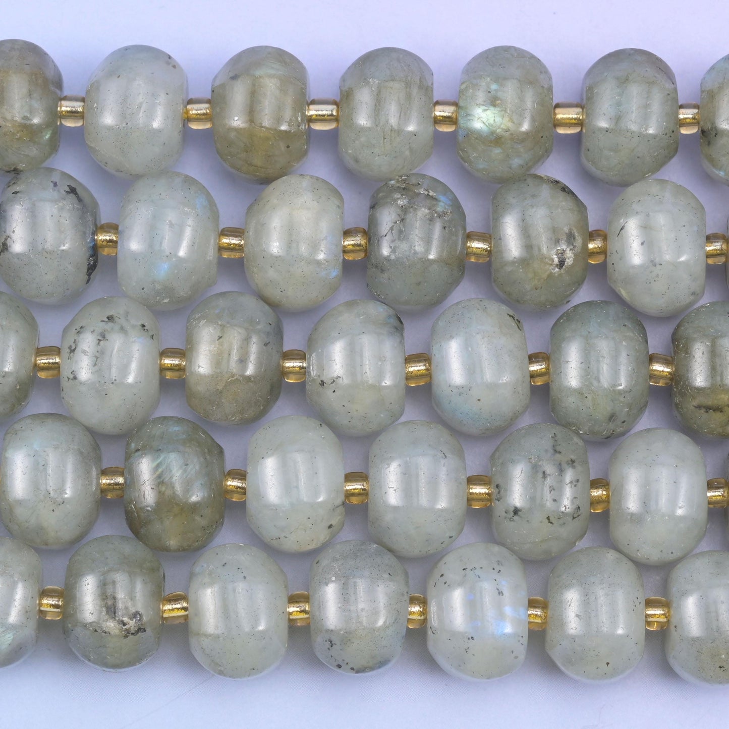 Gray Labradorite Pumpkin Rondelle Beads Jewelry Making Size 12x8mm 15" Strand