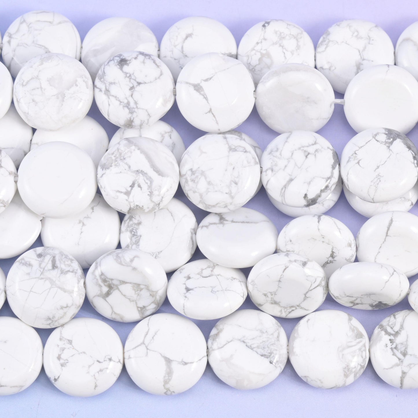 White Howlite Smooth Coin Beads Size 15mm Jewelry Making 15 Inch Strand