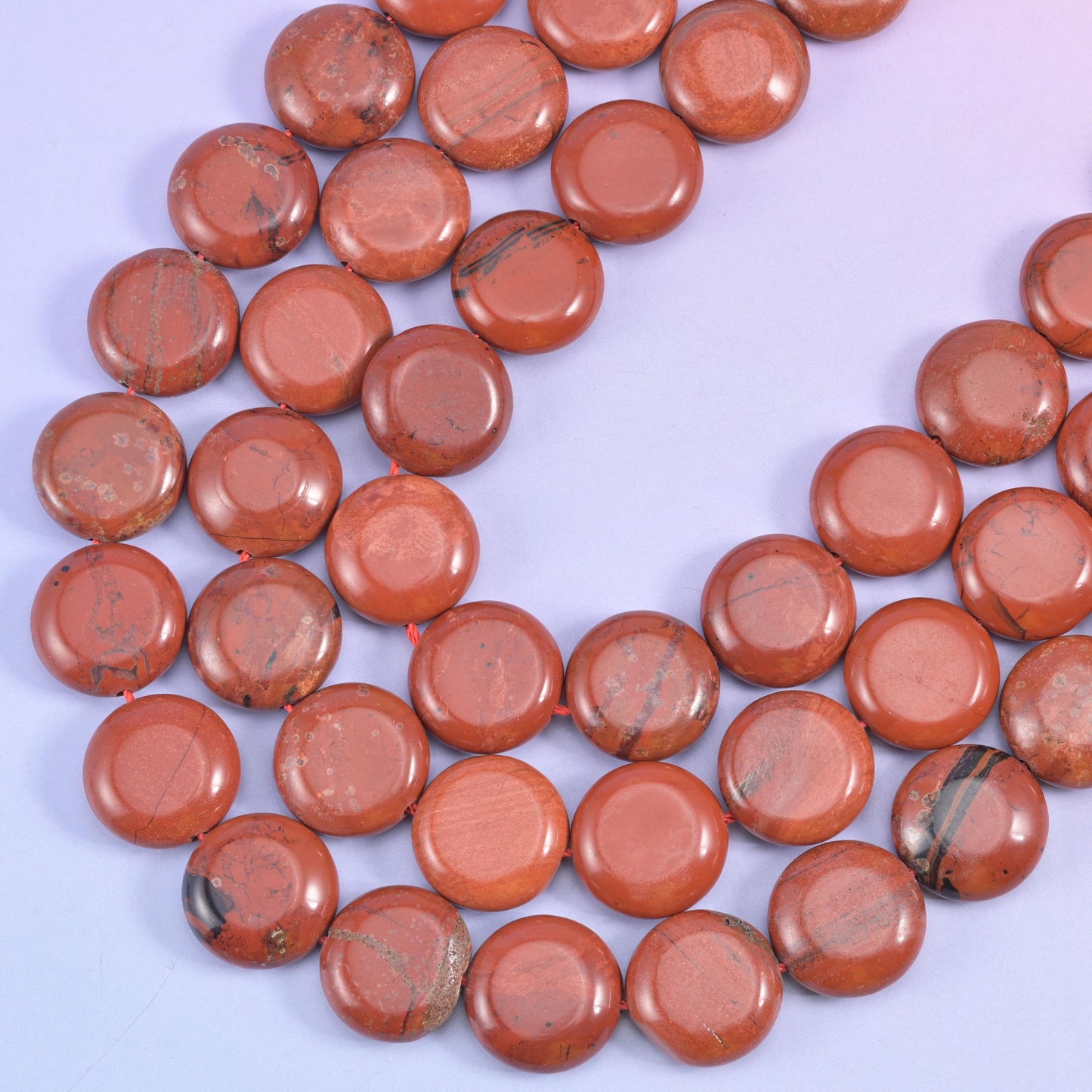 Red Jasper Smooth Coin Beads Size 15mm Jewelry Making 15 Inch Strand
