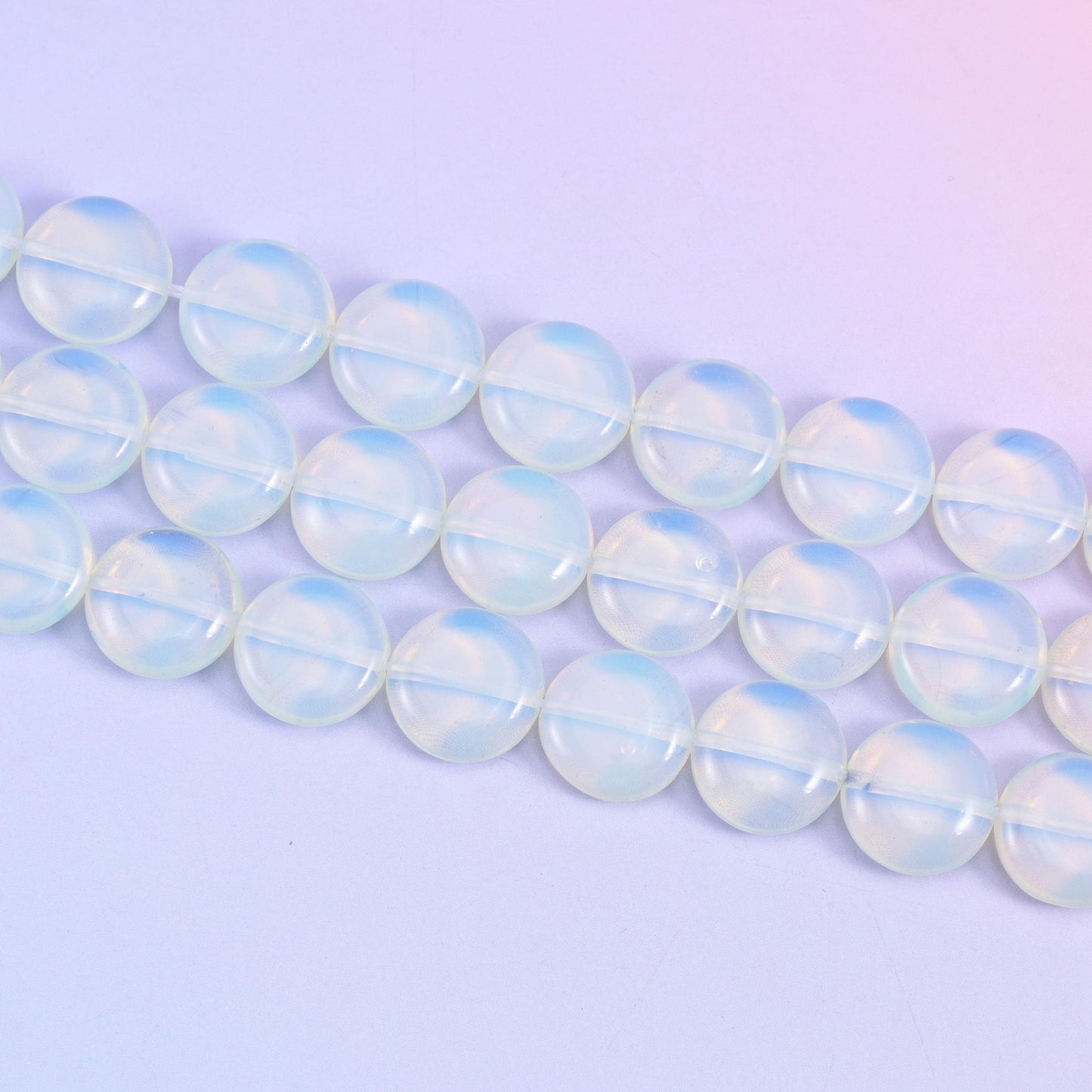 Opalite Smooth Coin Beads Size 15mm Jewelry Making 15 Inch Strand