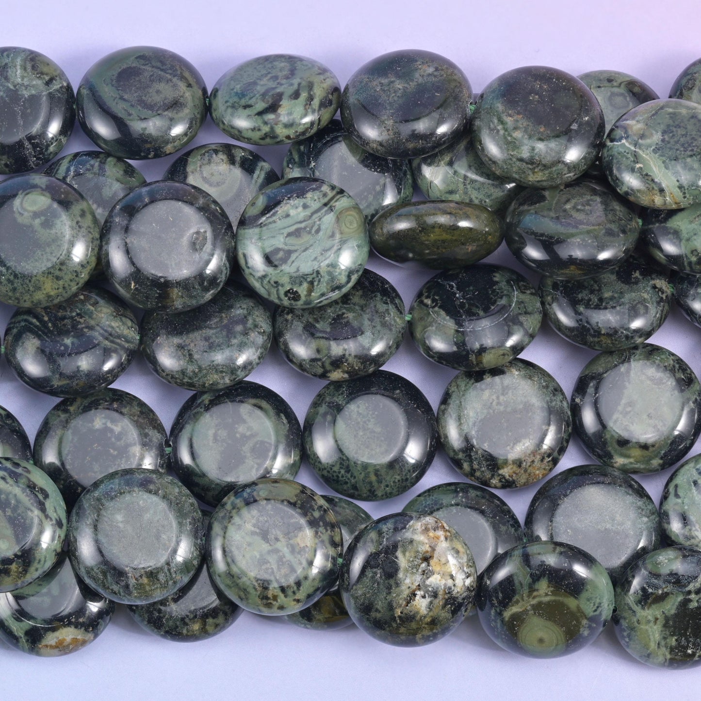 Kambaba Jasper Smooth Coin Beads Size 15mm Jewelry Making 15 Inch Strand