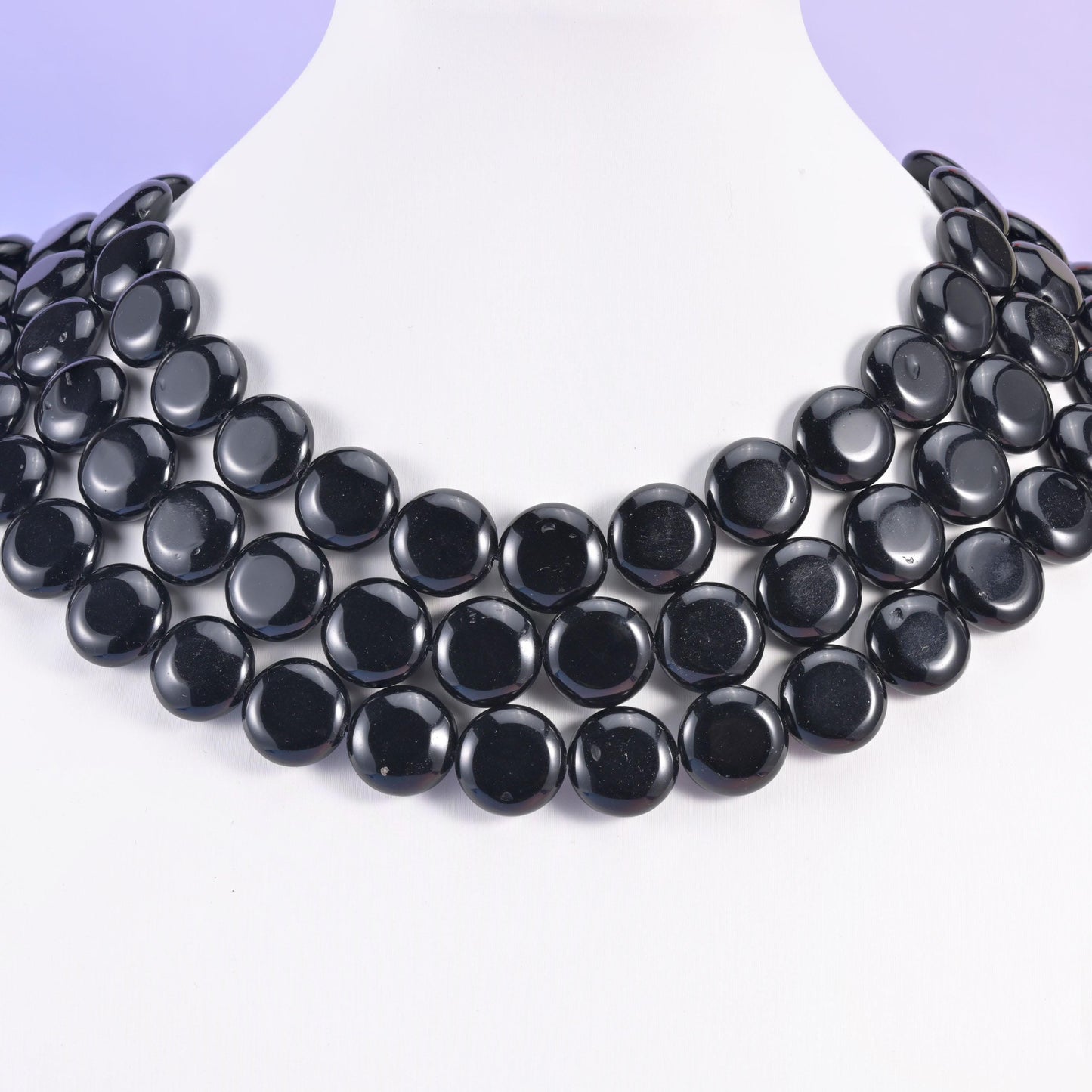 Black Obsidian Smooth Coin Beads Size 15mm Jewelry Making 15 Inch Strand