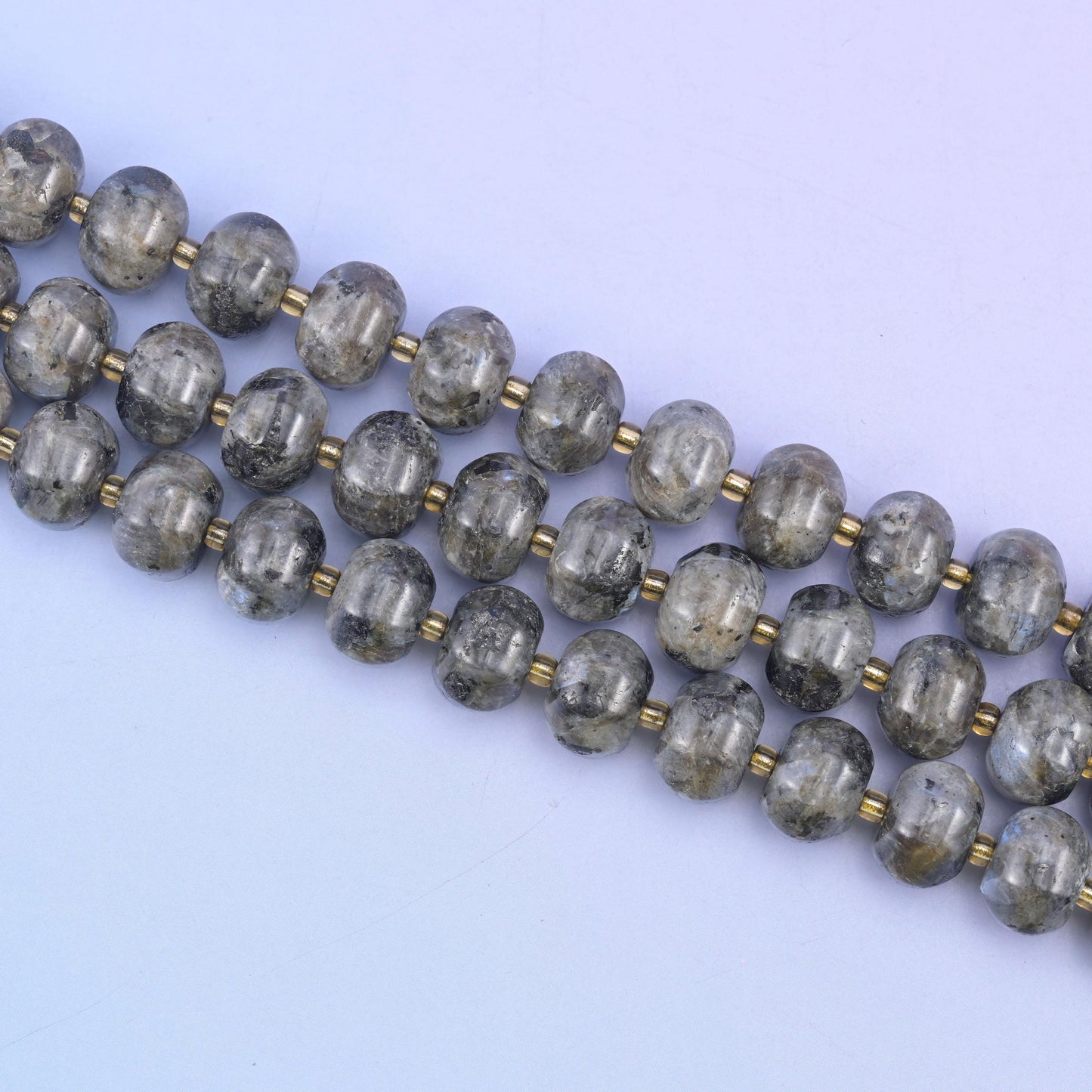 Black Labradorite Pumpkin Rondelle Beads Jewelry Making Size 12x8mm 15" Strand