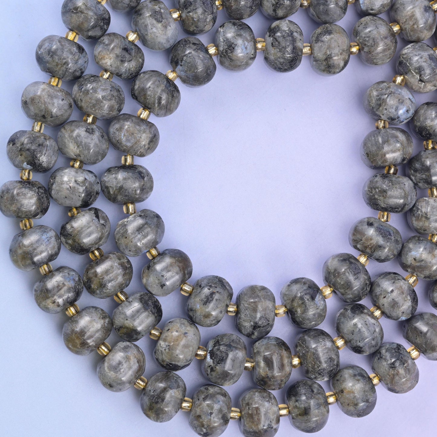 Black Labradorite Pumpkin Rondelle Beads Jewelry Making Size 12x8mm 15" Strand