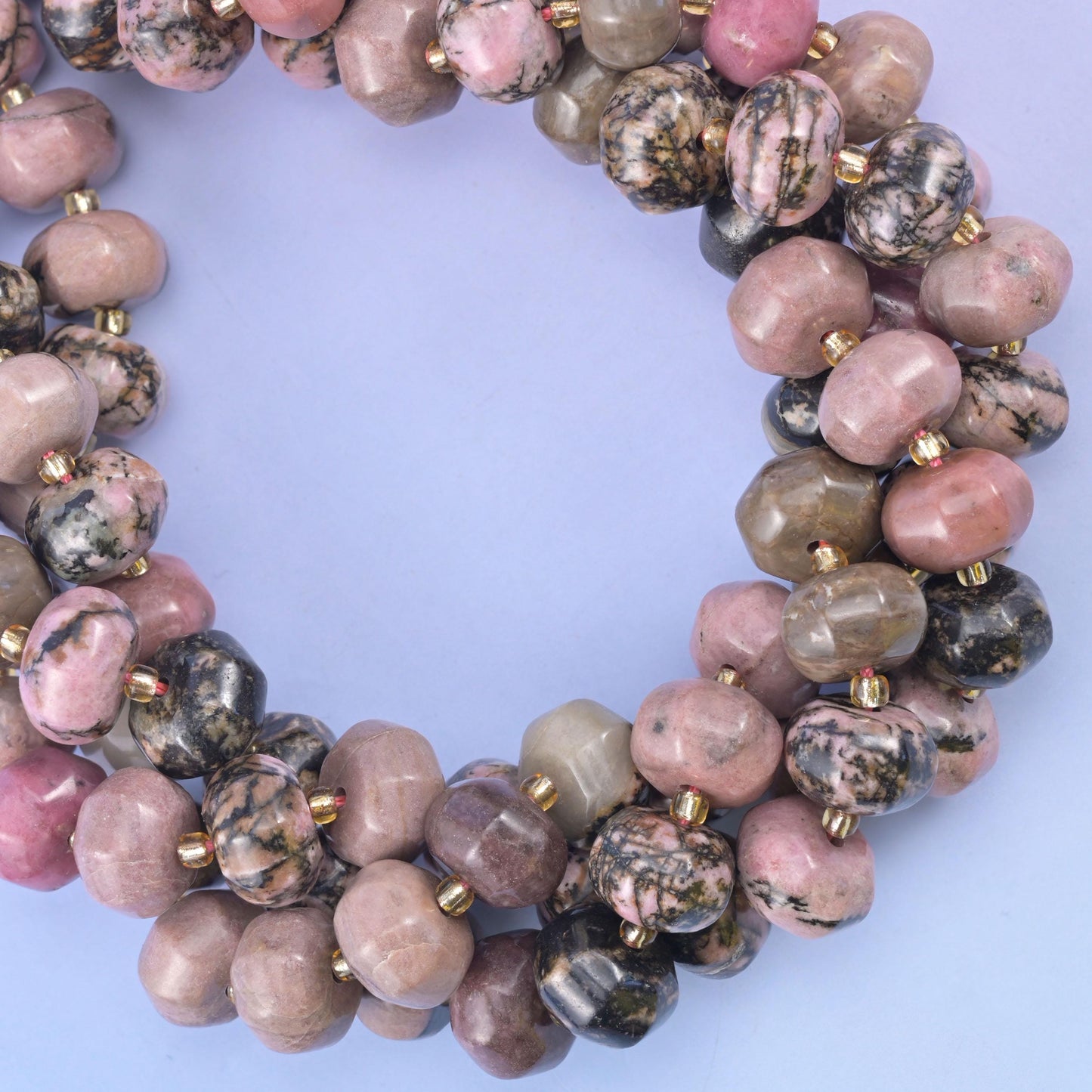 Rhodonite Pumpkin Rondelle Beads Jewelry Making Size 12x8mm 15" Strand