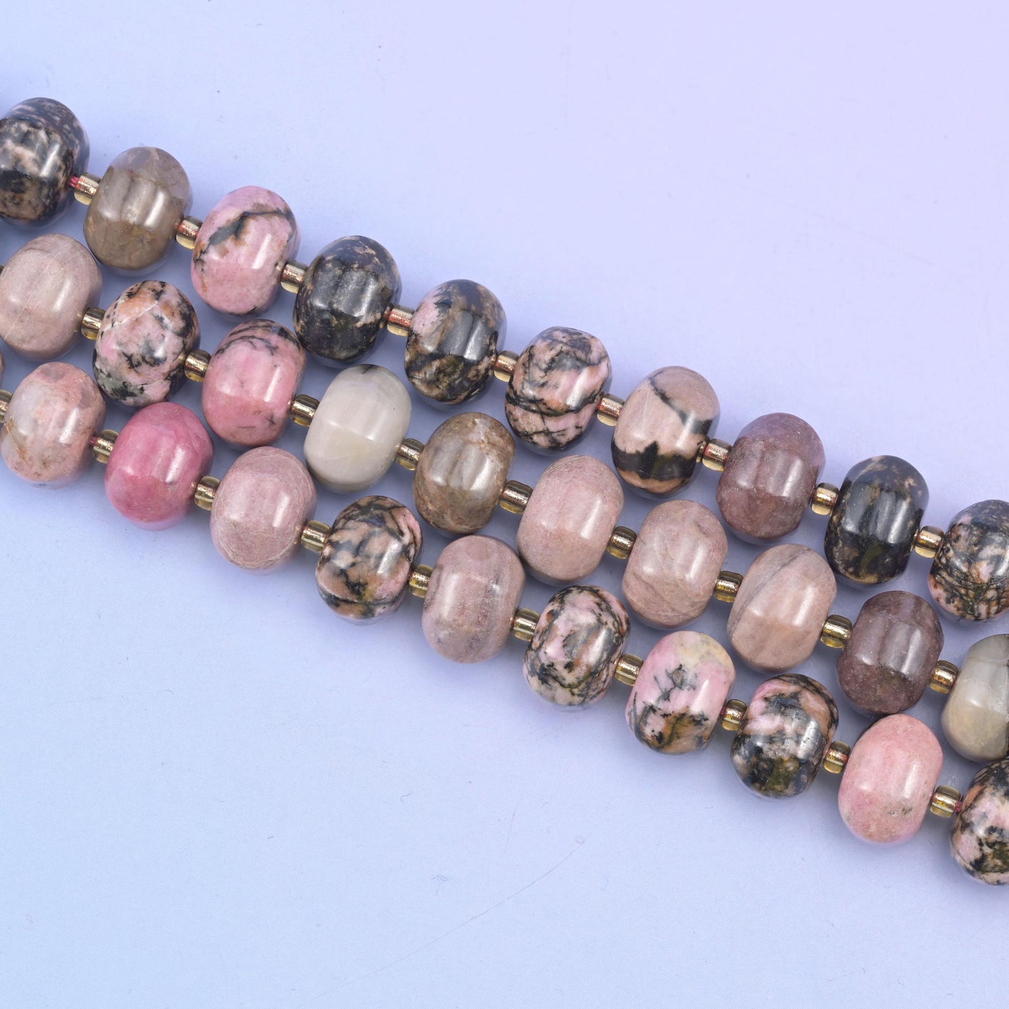Rhodonite Pumpkin Rondelle Beads Jewelry Making Size 12x8mm 15" Strand