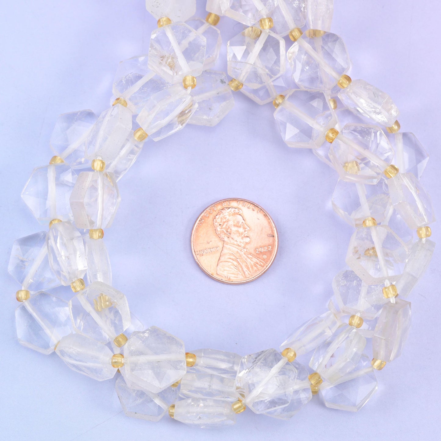 Transparent Clear Quartz Flat Faceted Hexagon Beads Size 12mm Jewelry Making 15.5 Inch Strand