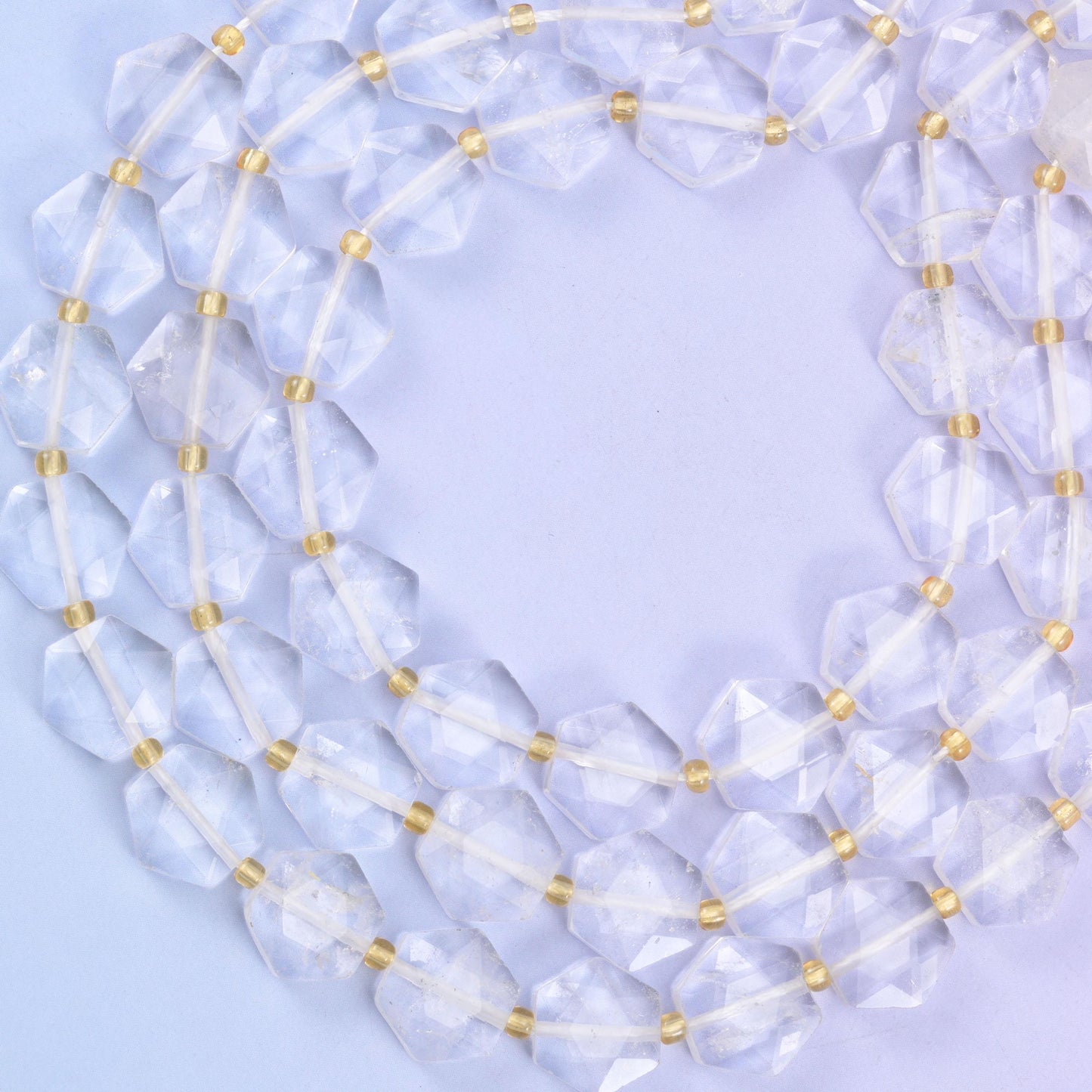 Transparent Clear Quartz Flat Faceted Hexagon Beads Size 12mm Jewelry Making 15.5 Inch Strand