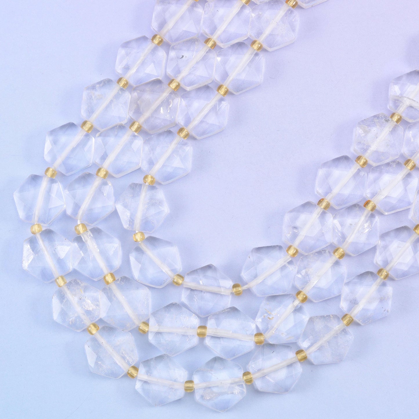 Transparent Clear Quartz Flat Faceted Hexagon Beads Size 12mm Jewelry Making 15.5 Inch Strand