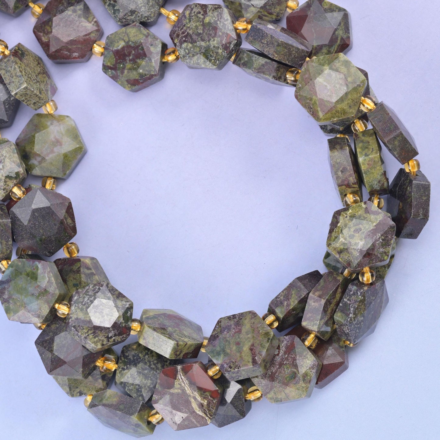 Dragon Bloodstone Flat Faceted Hexagon Beads Size 12mm Jewelry Making 15.5 Inch Strand