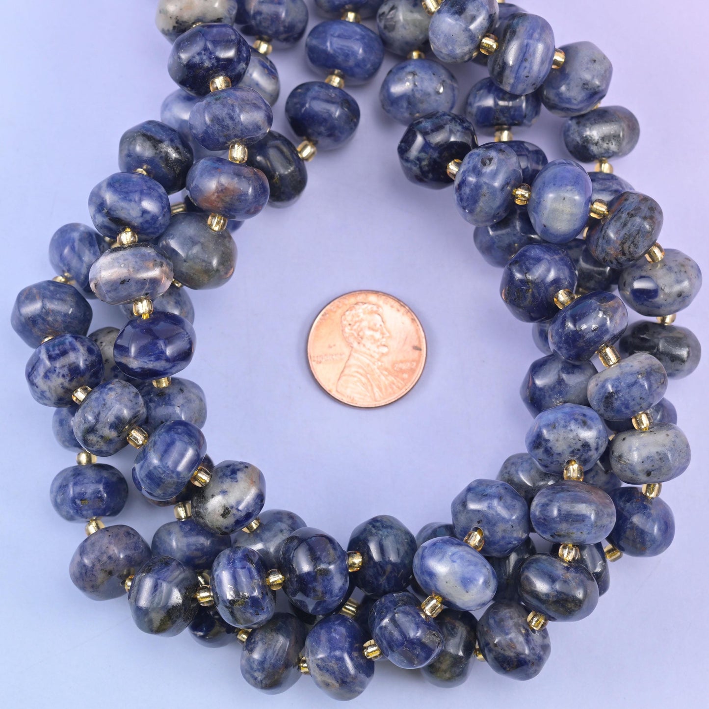 Sodalite Pumpkin Rondelle Beads Jewelry Making Size 12x8mm 15" Strand