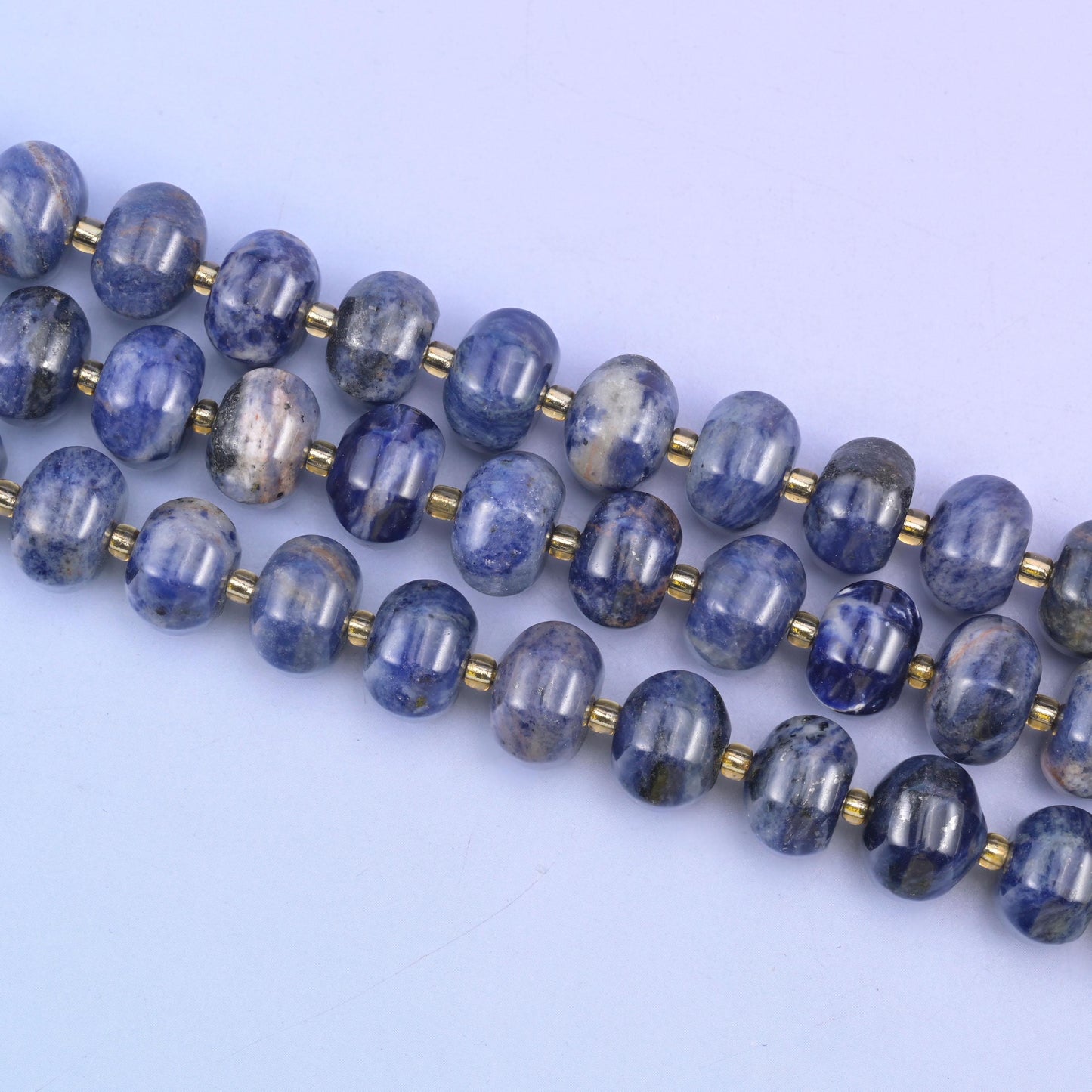 Sodalite Pumpkin Rondelle Beads Jewelry Making Size 12x8mm 15" Strand