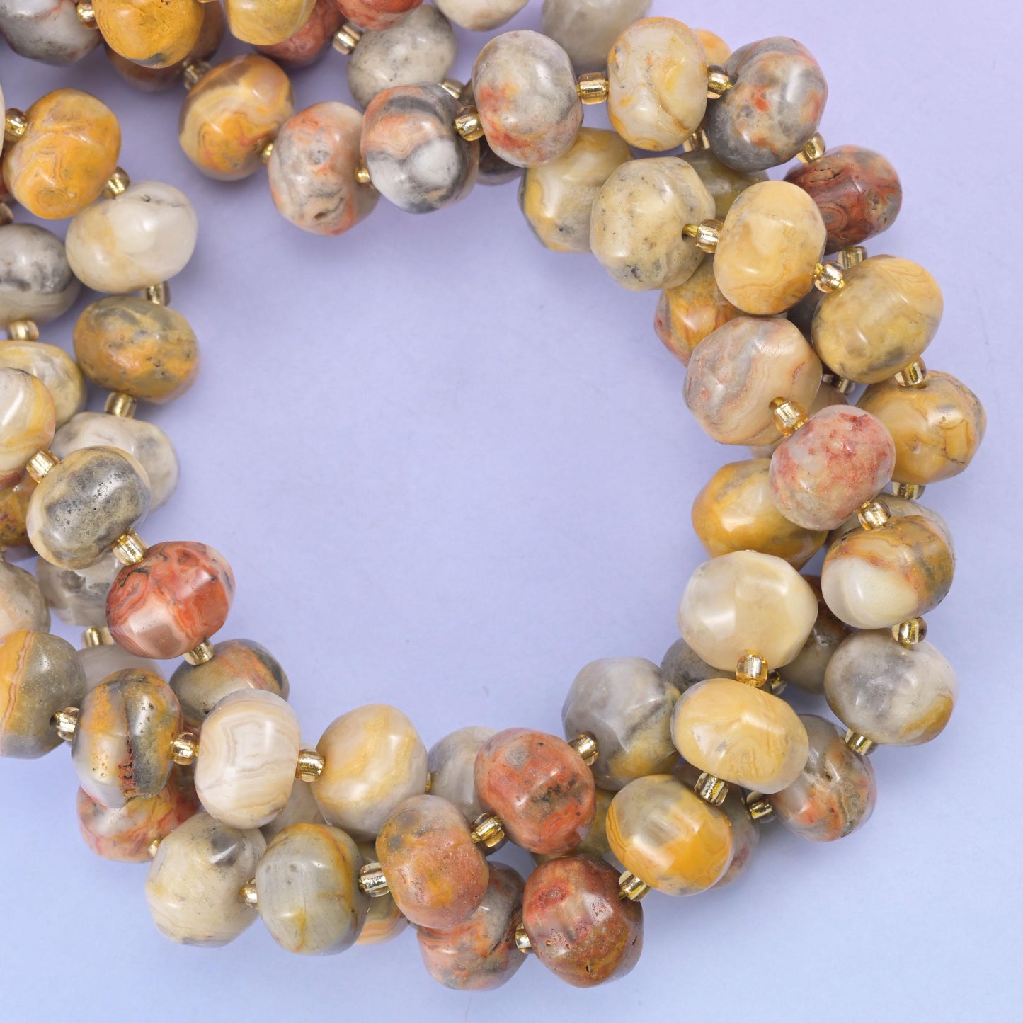 Crazy Agate Pumpkin Rondelle Beads Jewelry Making Size 12x8mm 15" Strand